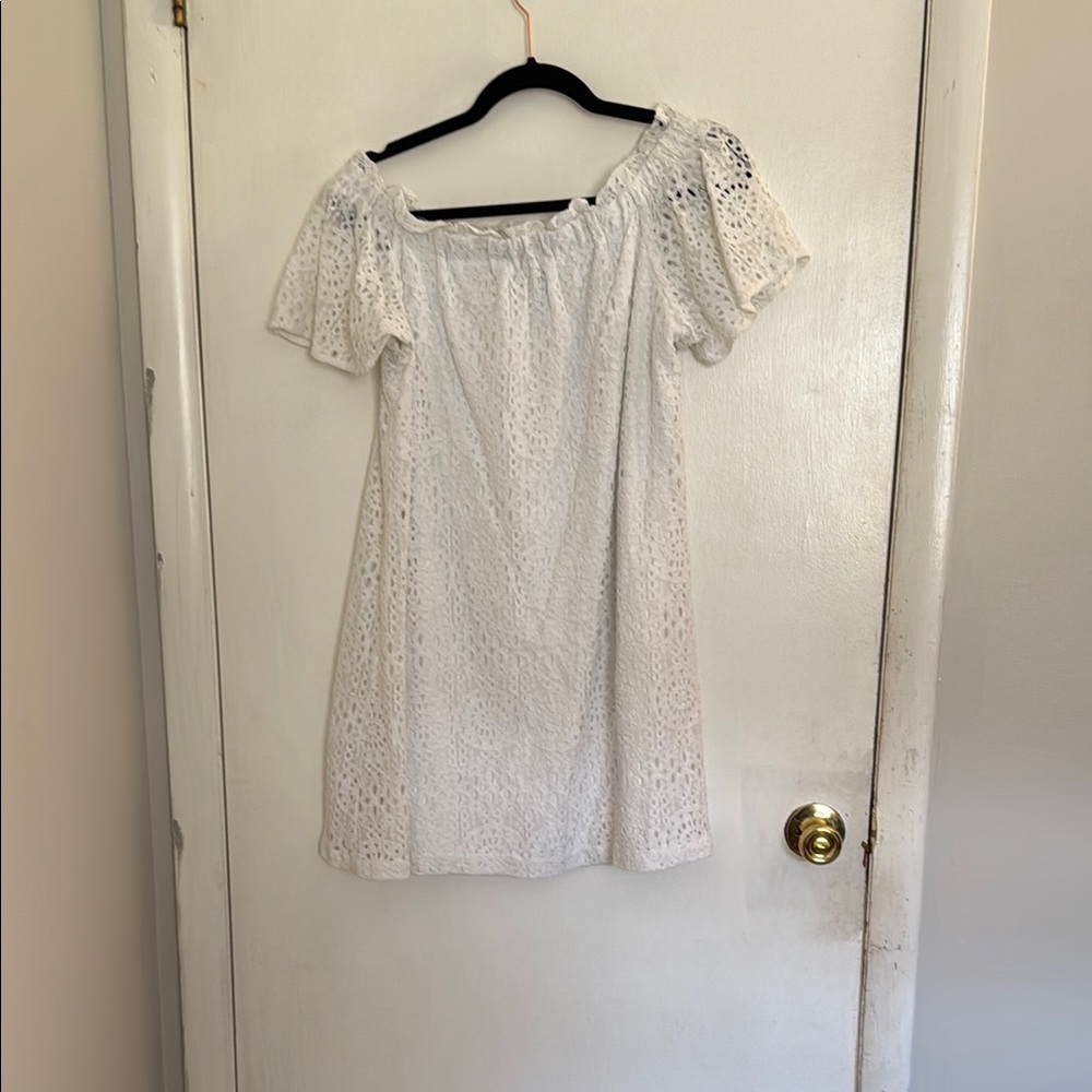 White Eyelet Off-Shoulder Dress